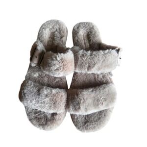 Koolaburra by UGG Faux Fur Slides Adjustable Buckle Fluffy Sandals Womens Size 9